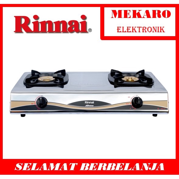 RINNAI STAINLESS STEEL KOMPOR 2 TUNGKU API BESAR+API LILIN 522 A