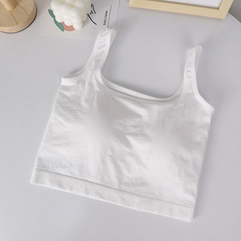 [ LINGERIE MASTER ] - (B-46) Crop Tank Top Bra Atasan Wanita / Tanktop Basic Elastis Bahan Premium Busa-B-46 Putih