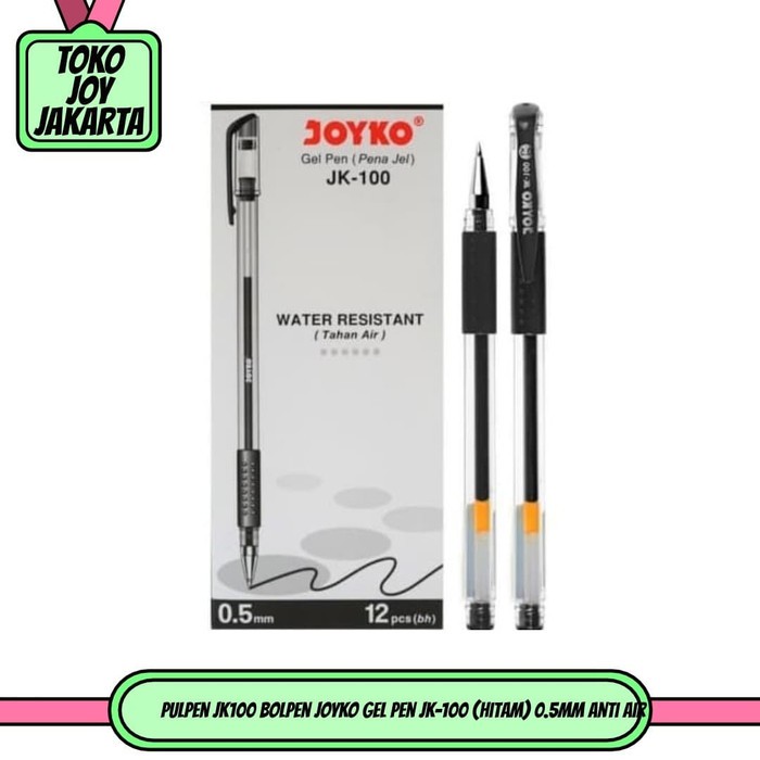 

Pulpen JK100 Bolpen JOYKO Gel Pen JK-100 (Hitam) 0.5mm Anti Air