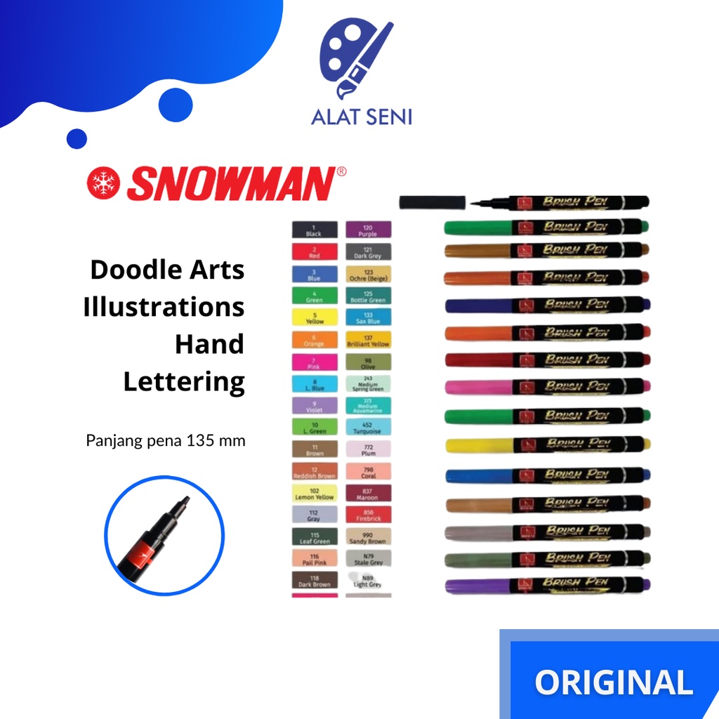 

Snowman Brush Pen - Satuan PART 1 / PART 2 - BM1 (Snowman Brushpen) / Spidol Kaligrafi