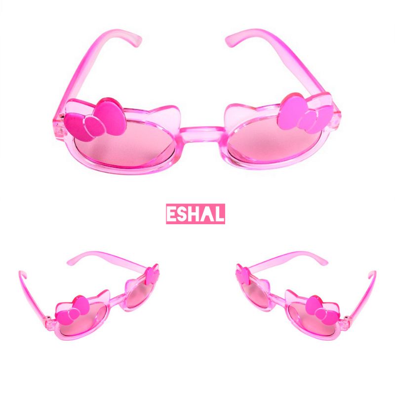 [ COD ] Kacamata Anak Perempuan Fashion Gaya Hello Kitty Pink Transparan-2