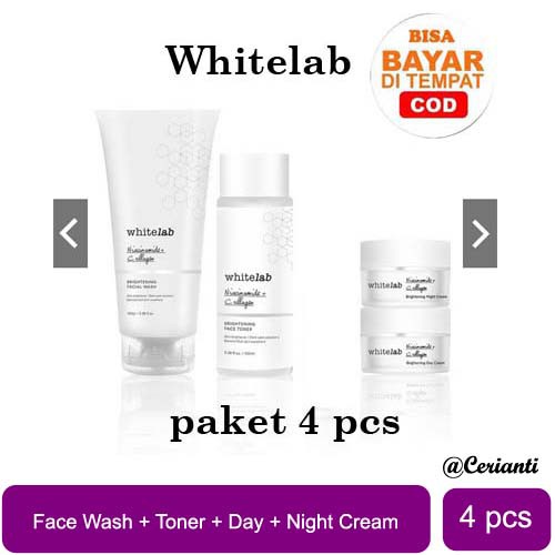 [4 pcs ] Whitelab Brightening Paket Wajah LENGKAP