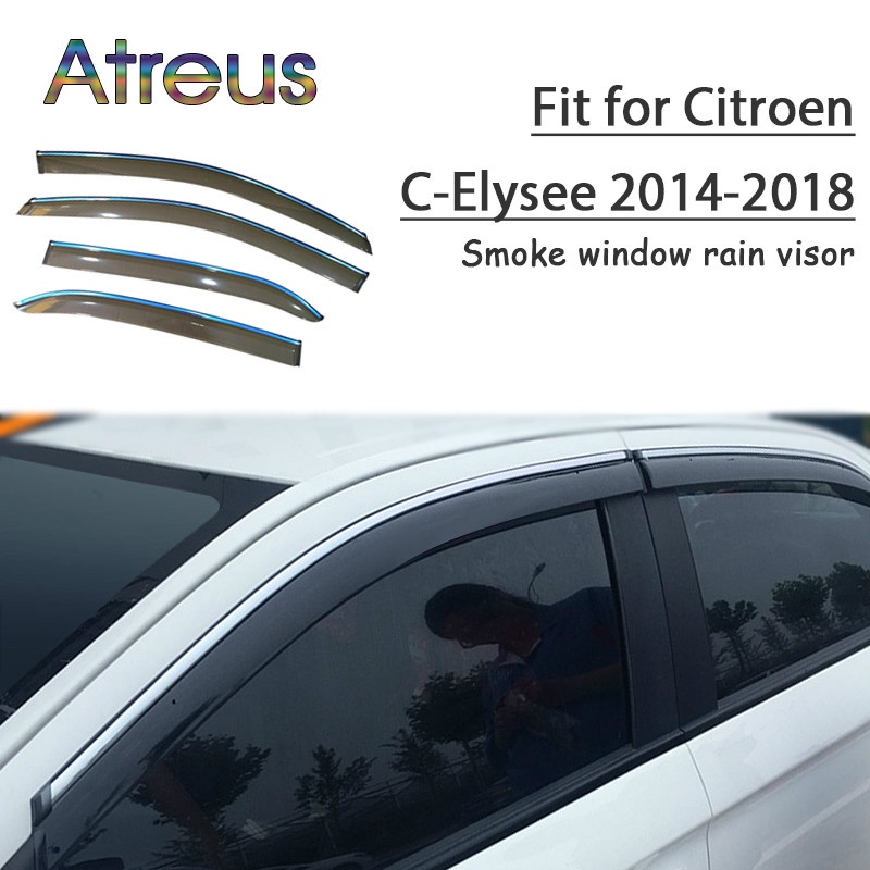 1 Set Visor Pelindung Jendela Mobil Citroen C-Elysee Bahan ABS 2014-2018