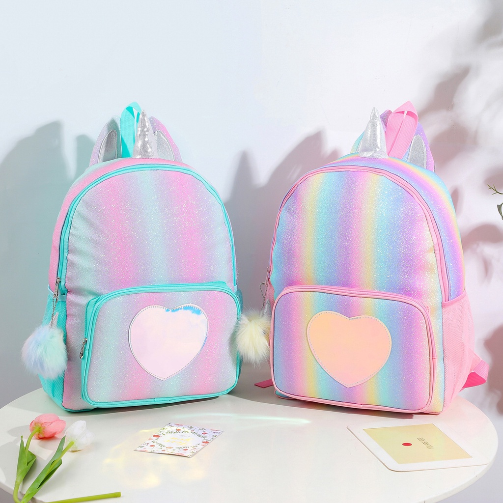 tas unicorn besar glitter tu056 ransel anak perempuan sd backpack sekolah