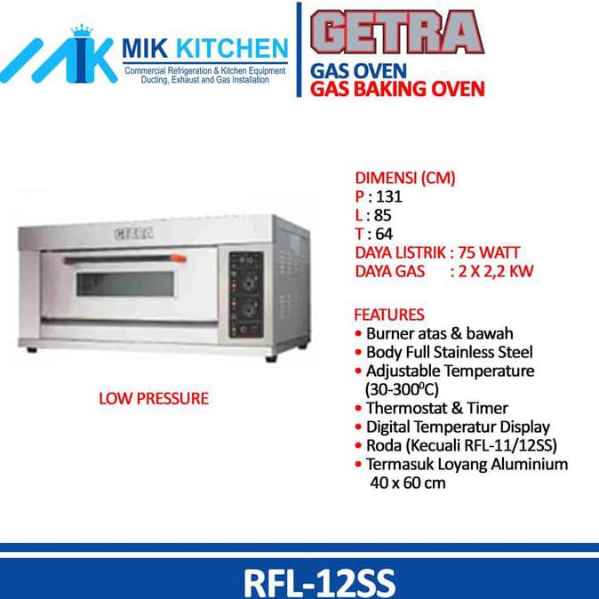 Gas Baking Oven Getra Rfl12Ss / Rfl12 Ss Oven Grosirpusat159