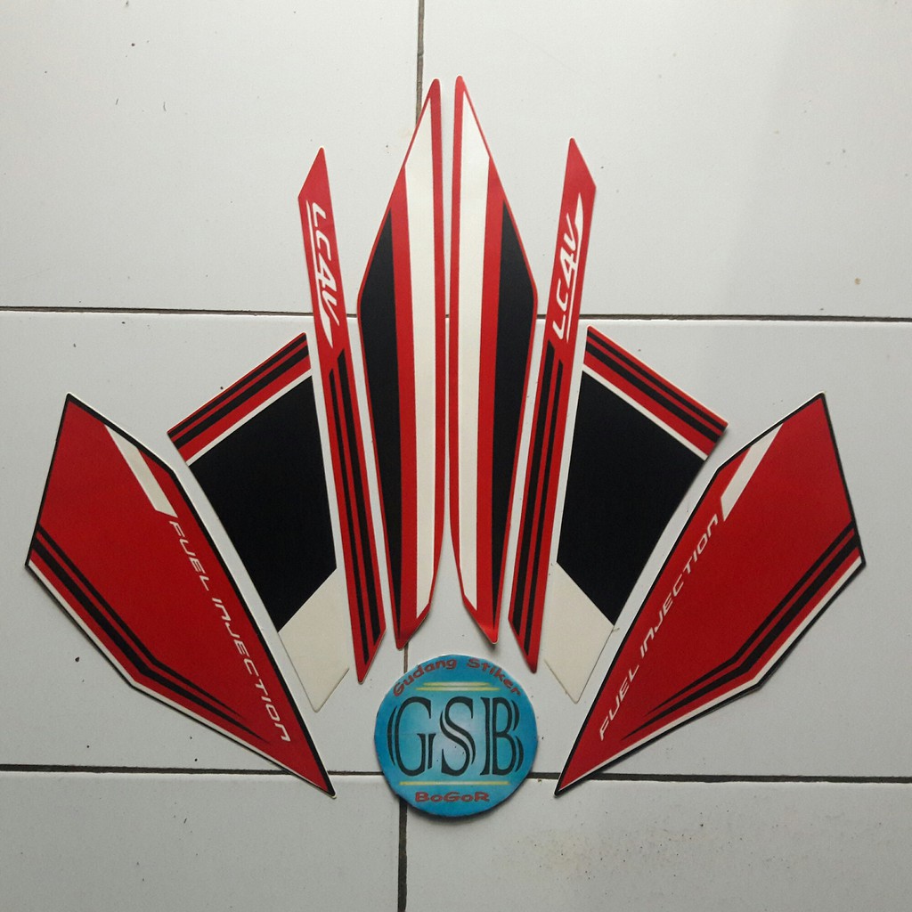 Striping Sticker Motor Yamaha Vixion Advance 2016 Hitam Merah