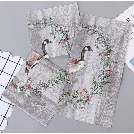 Decoupage Napkin - Tissue Decoupage 2Ply AN - Duck in Leaves Wreath