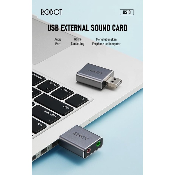 Robot US10 USB External Sound Card Eksternal USB 2.0 Komputer Laptop