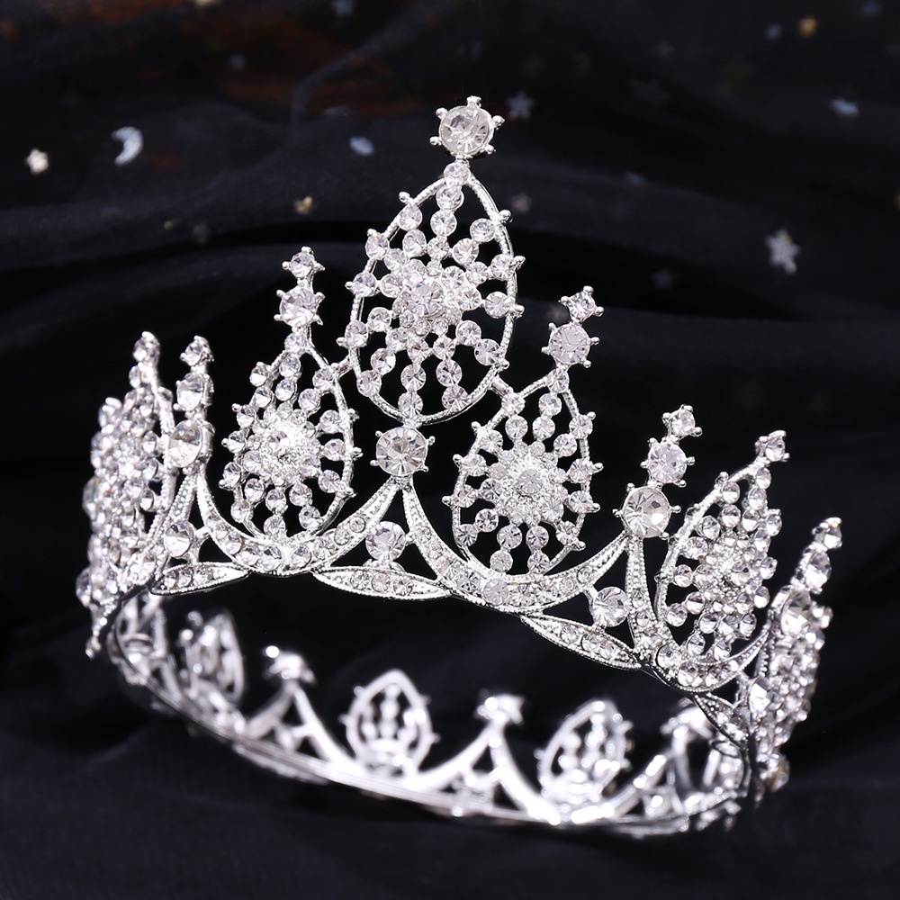 European Style Luxury Rhinestone Wedding Headdress Baroque Sun Flower Trumpet Bride Crown