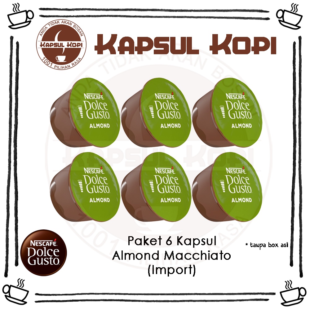 

Paket 6 Kapsul Kopi Almond Macchiato Impor Nescafe Dolce Gusto Coffee Capsule