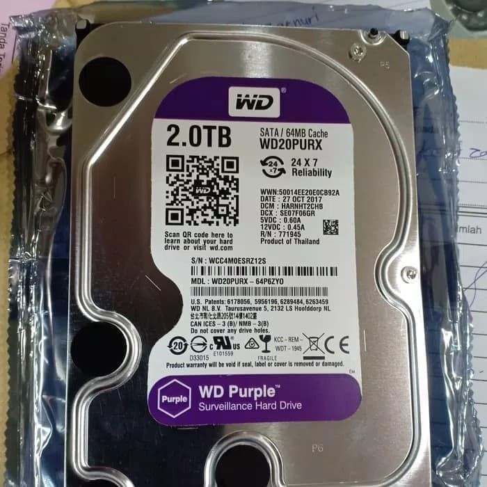 Hardisk WD 2TB PURPLE - hdd wd 2tb purple WDC 3,5" ORI