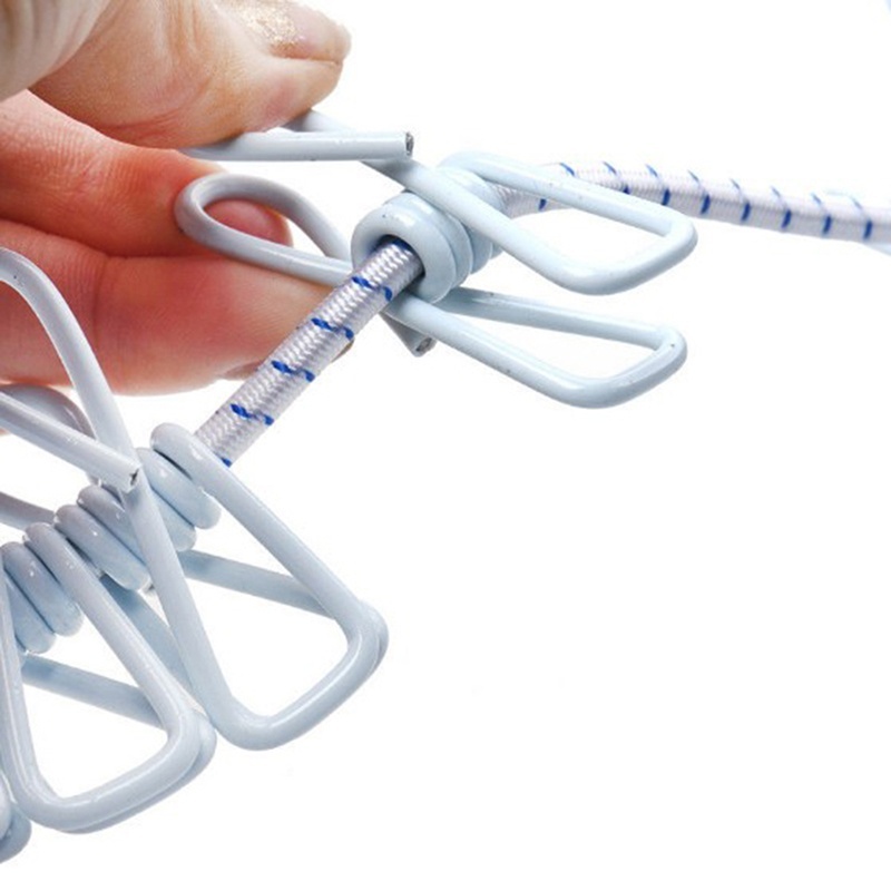 Tali Jemuran Portable Dengan 12Pcs Klip Jepit 4 Warna Untuk Outdoortravel