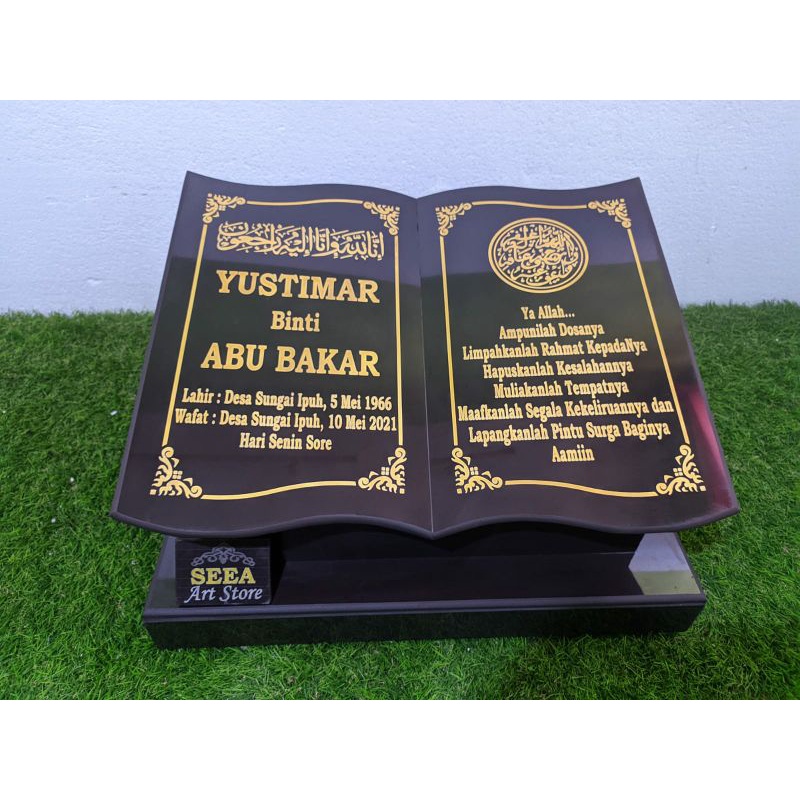 BATU NISAN MAKAM GRANIT TILE+PACKING KAYU MOTIF BUKU