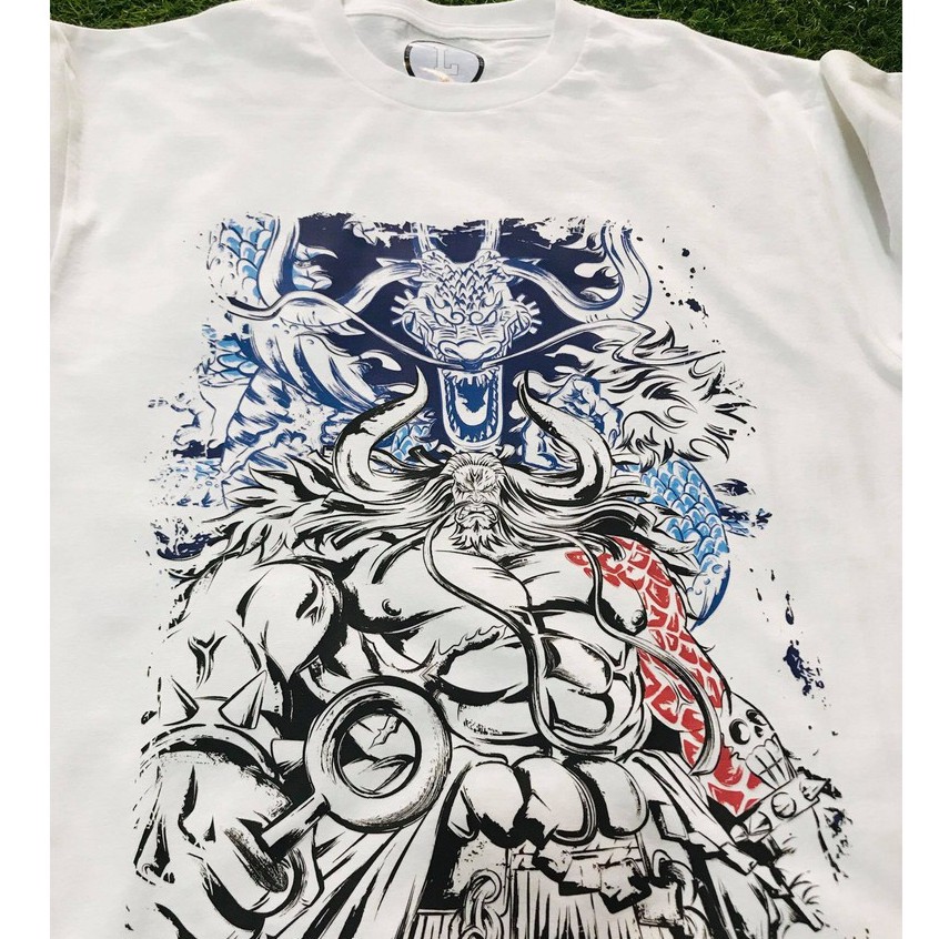 Kaos Anime Kaido Yonkou Putih | Tshirt Bajak Laut Unisex | Baju Anime Karakter Kuat