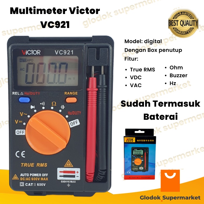 Multimeter Digital Victor VC921 Multitester TRUE RMS VC 921 Pocket Size Tester Mini