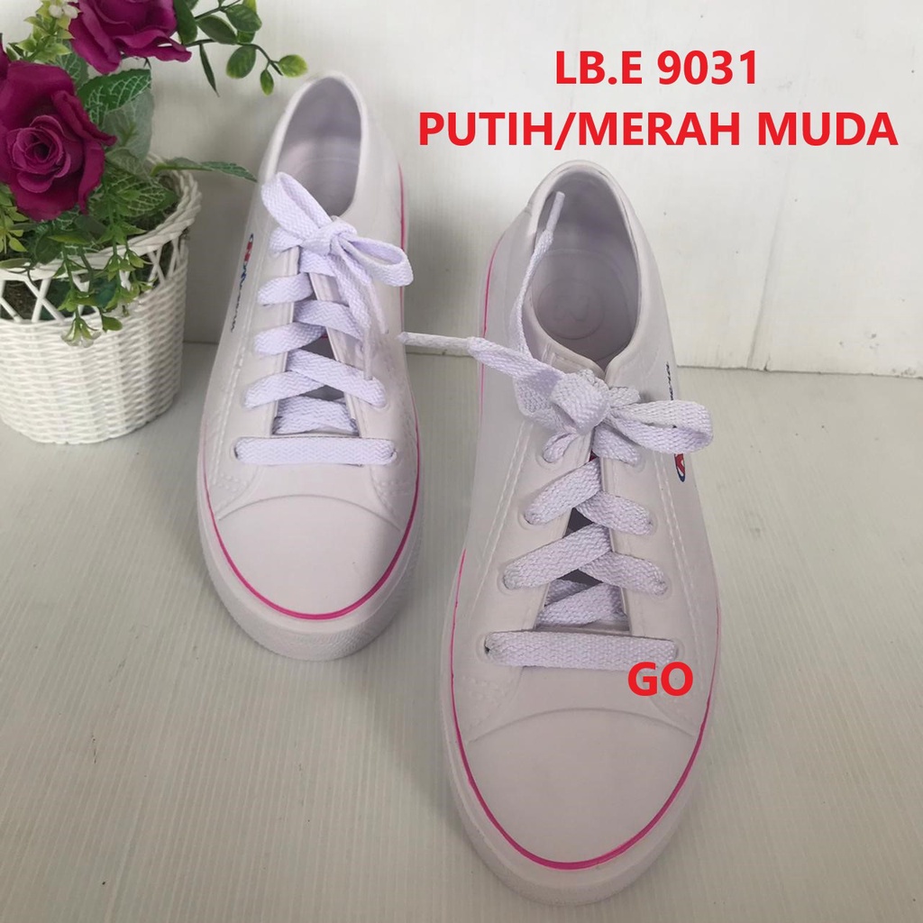 gos NEW ERA LB 9031 Sepatu Slip On Wanita Karet Terbaru Original-PUTIH/MERAH MUDA