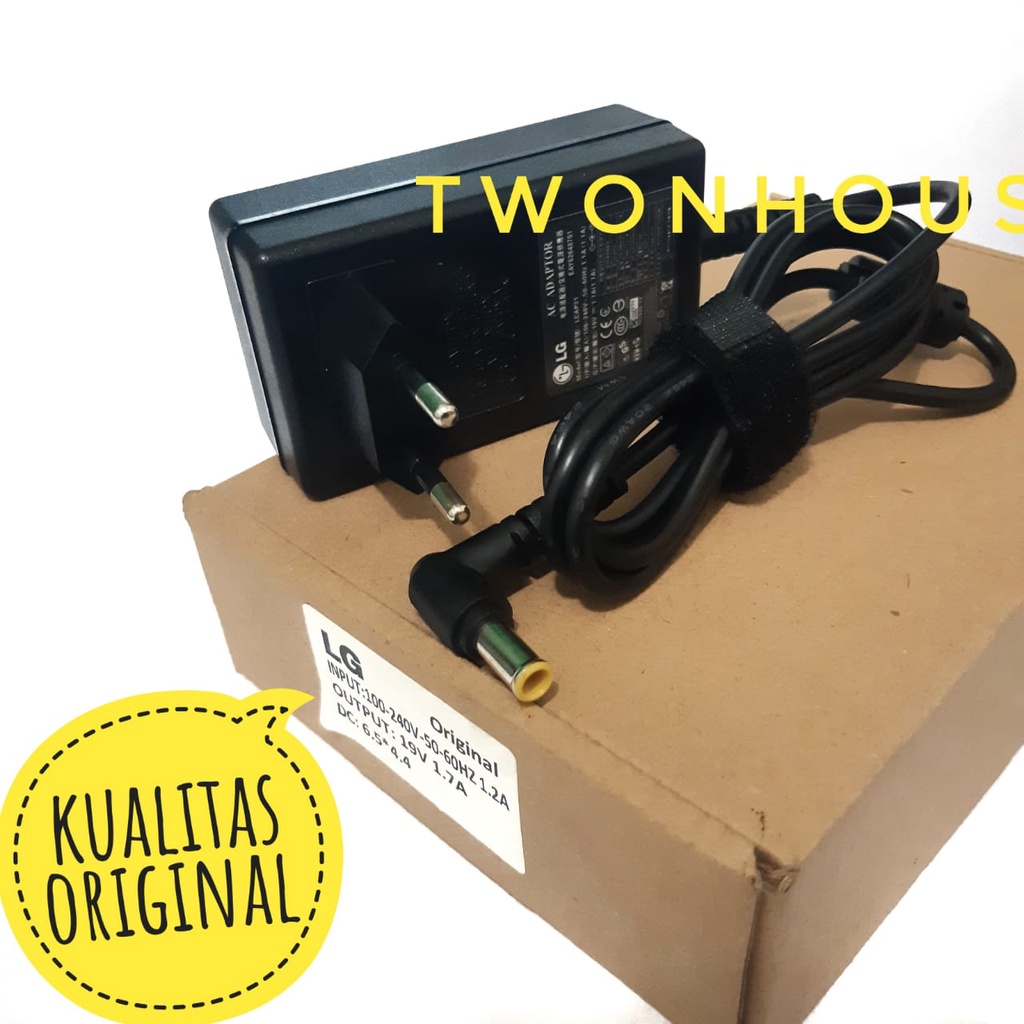 19V 1.7A 6.5X4.4Mm 32W Charger Adaptor Daya AC Laptop untuk LG Monitor LED E2242C IPS277 EAY62549301 ADS-40SG-19-3 19032G LCAP16A