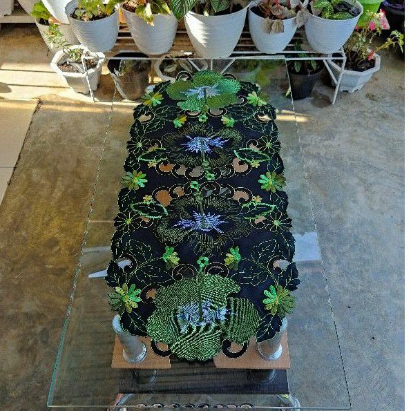 Lili Oval Taplak Meja Tamu Kerancang Minimalis Motog Bordir