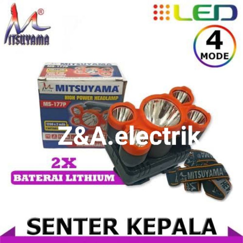 Senter kepala MITSUYAMA MS-177P 4 Mode 5LED High Power Headlamp