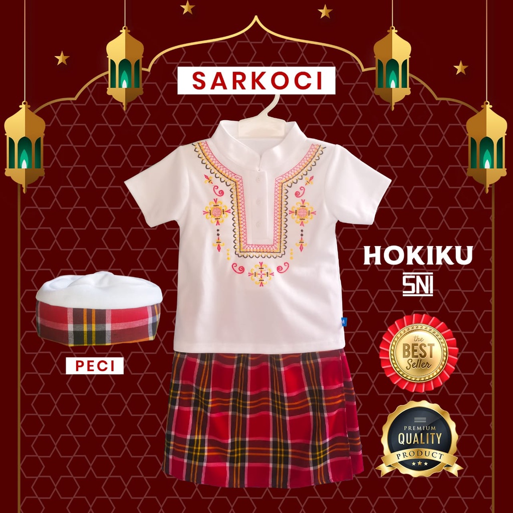 SPESIAL IDUL ADHA HOKIKU SARKOCI SARUNG PECI BAJU KOKO 3 in 1 BAJU KOKO BAYI PAKAIAN MUSLIM BAYI SARKOCI BAJU LEBARAN BAYI SNI