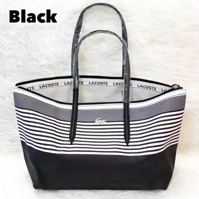 Tas Totebag wanita/ Lacoste tote salur waterproof/ Lacoste stripe import