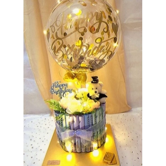 Balon kue uang 100rb hadiah hampers parcel kado boneka money cake