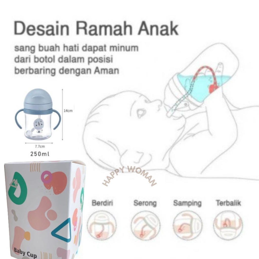 Botol Minum Bayi Gelas Anak Balita Anti Tumpah Training Cup Baby BPA Free Botol Sedotan Bayi Termurah