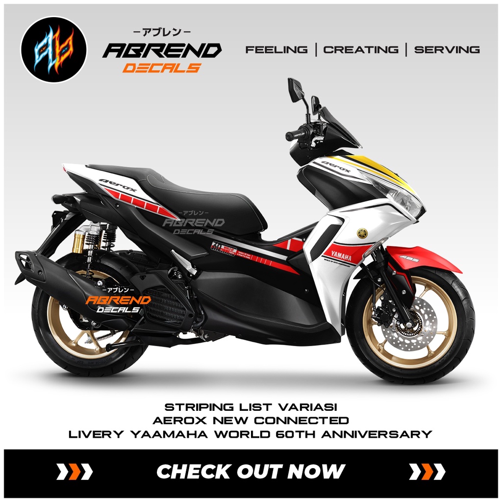 Striping Aerox 155 New Connected Livery Yamaha World 60th Anniversary / Stiker List Variasi / Stock 