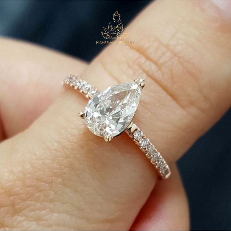 Maheswari Jewelry majew.co - Cincin Tunangan Cincin Berlian Perak Asli 950 BM-50