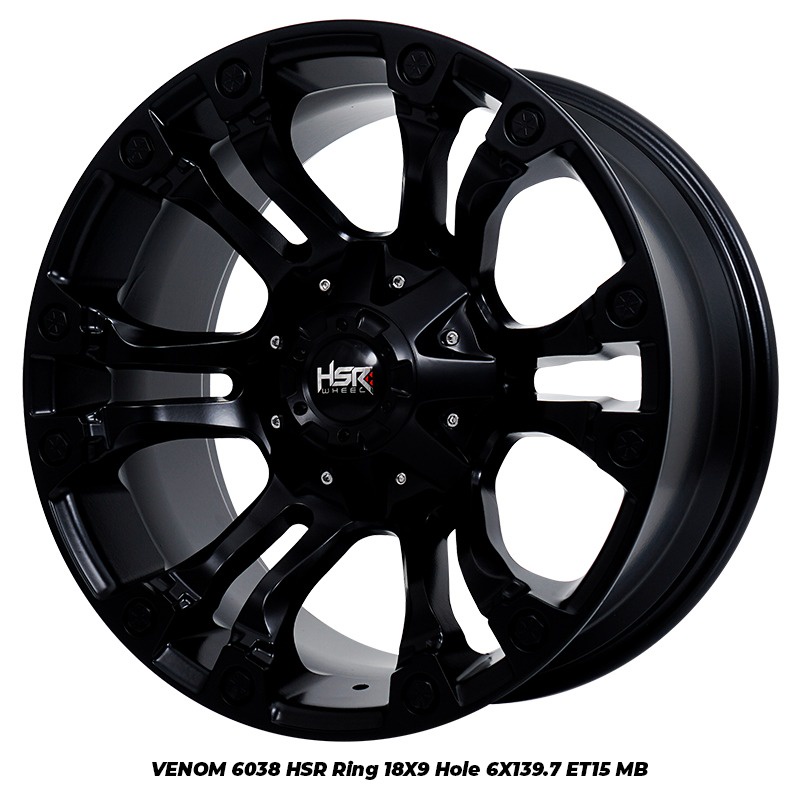 Velg R18 Mobil Pajero Ranger HSR VENOM 6038 Ring 18 Hole 6 Matte Black