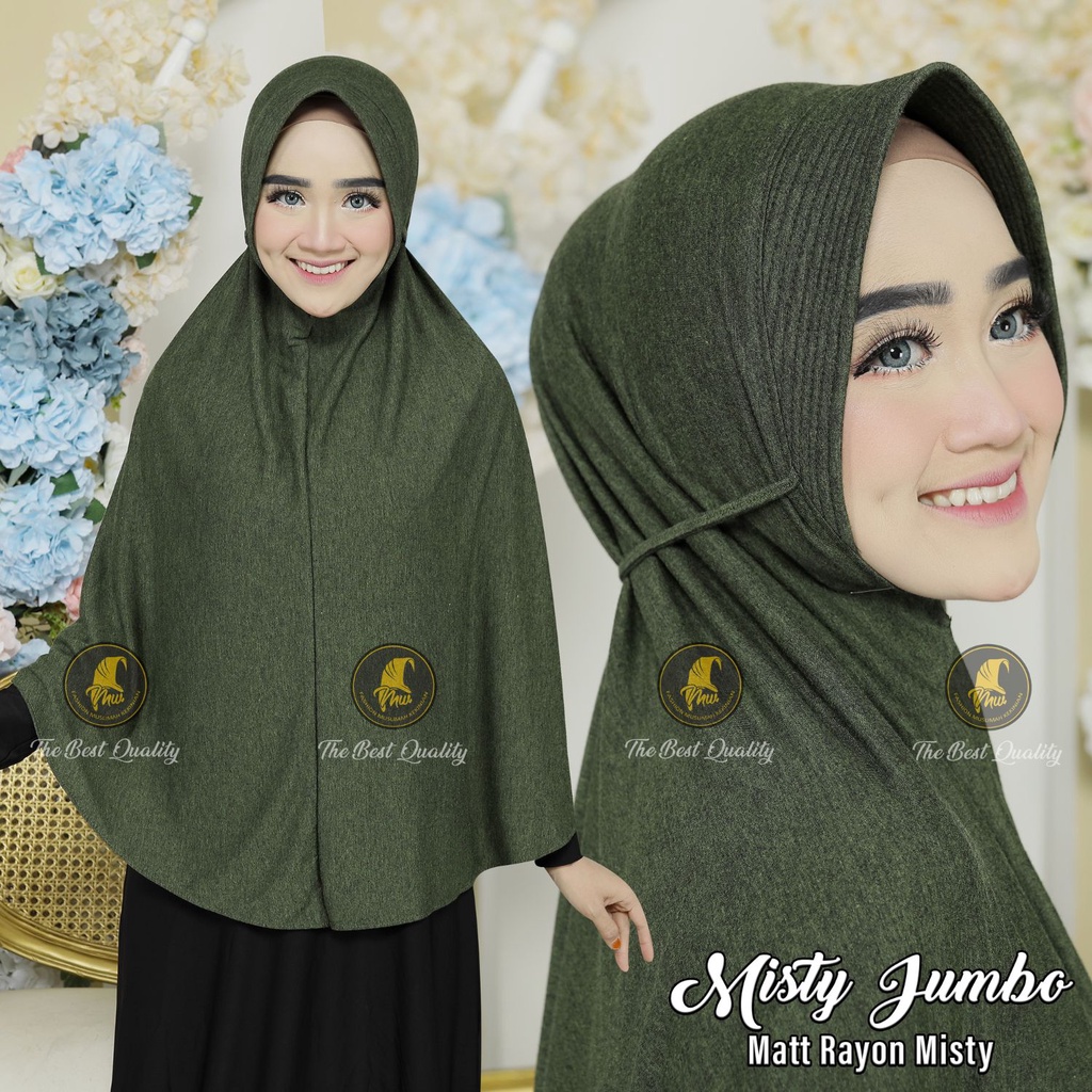 FASHION MUSLIMAH Hijab Bergo Tali Jumbo Bahan Rayon Misty Model Pet Antem (Misty Jumbo)