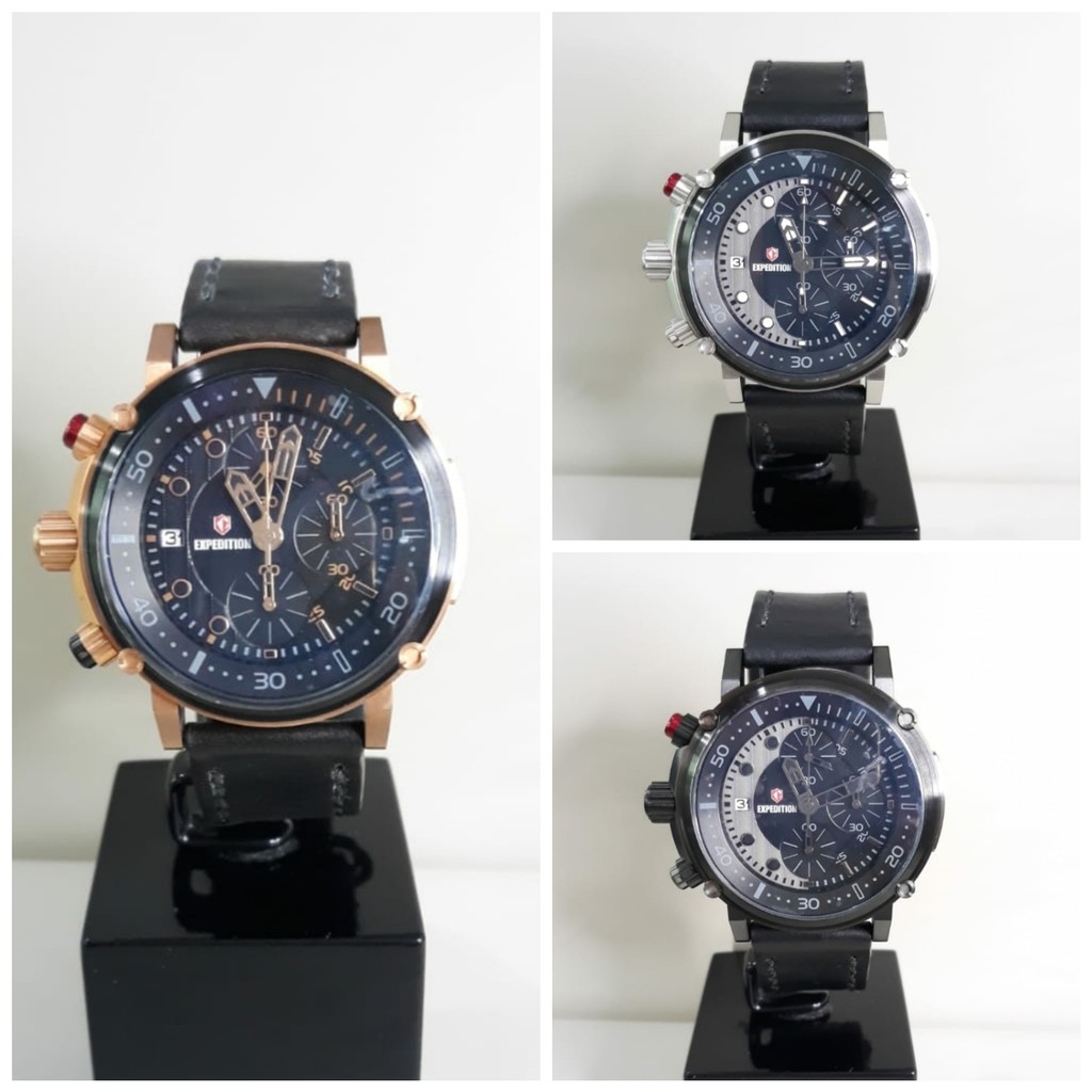 JAM TANGAN PRIA EXPEDITION 6726 E6726 E 6726 LEATHER STRAP ORIGINAL GARANSI FREE BATERAI