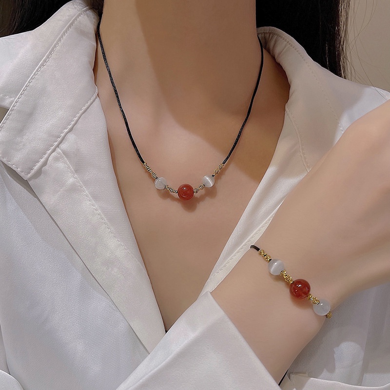 Gelang Tangan Manikmanik Batu Agate Merah Natural Untuk Pasanganpriawanita