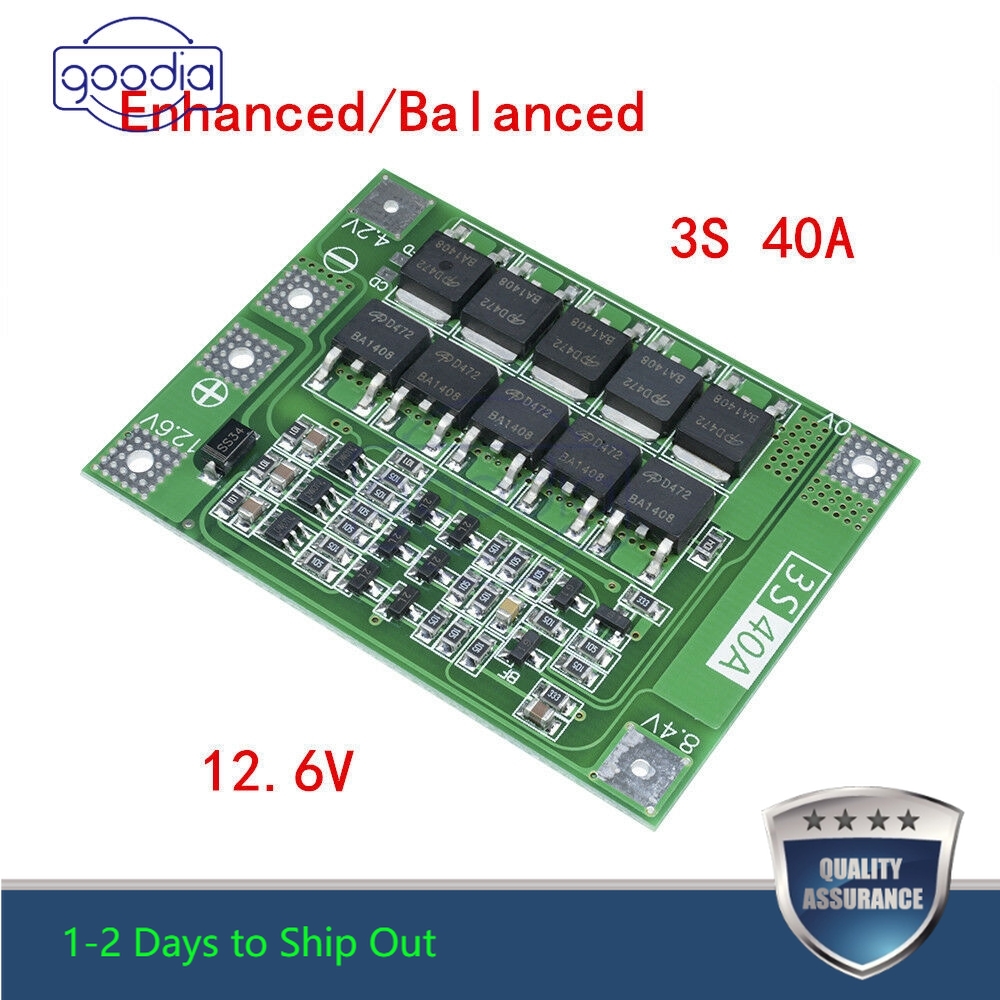 3S 40A 12.6V 18650 Li-ion Lithium Battery BMS Balanced/Enhanced Protection Board