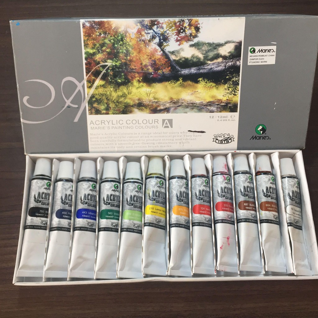 

Cat Acrylic Maries / Cat Akrilik Maries 12 warna