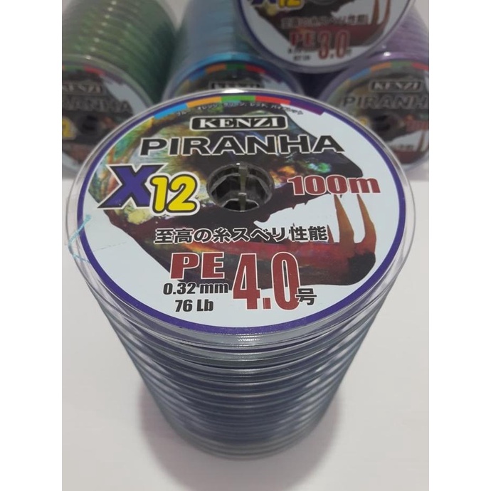 PE KENZI PIRANHA X12 100 M / meter benang senar braid x 12 BERKUALITAS