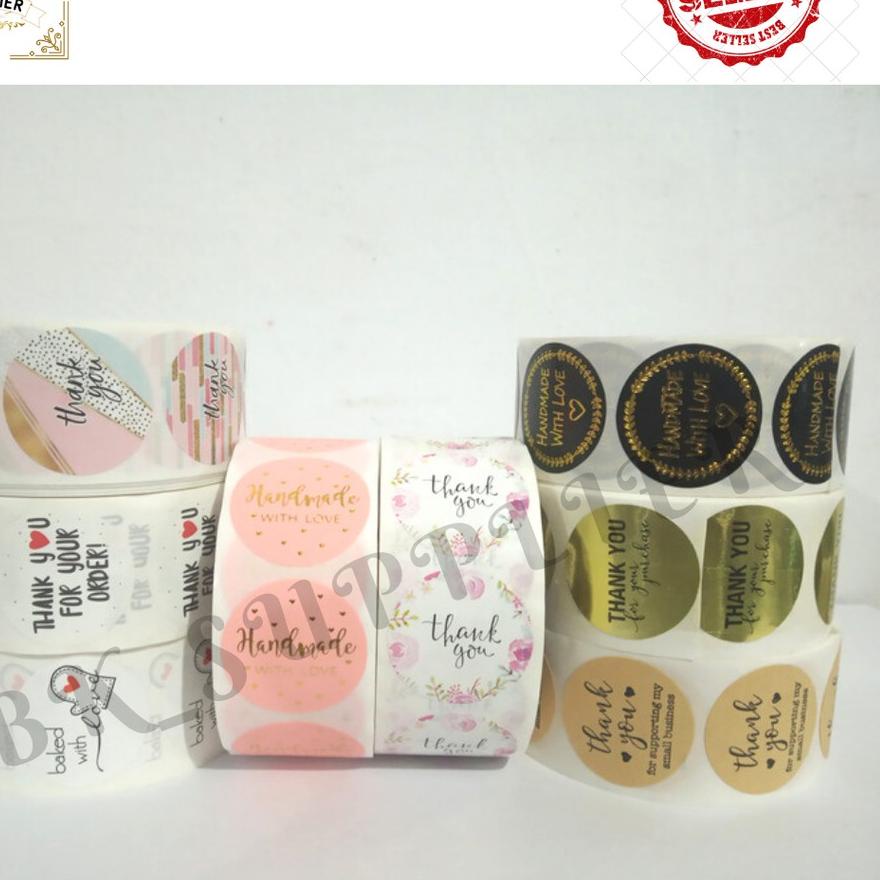 

Hot - Stiker Label Thank You 1 Roll isi +/- 500pcs / Stiker Label Handmade Untuk Cookies / Uk. 2,5cm ✓