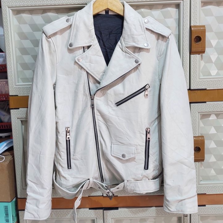 Leather Jacket Ramones White Italy size M