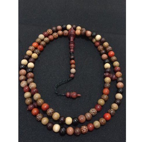 TASBIH KOMBINASI 9 KAYU BERTUAH 8 mm/Kayu, kelor hitam, stigi, johar, galih asem, kelormas, secang, 