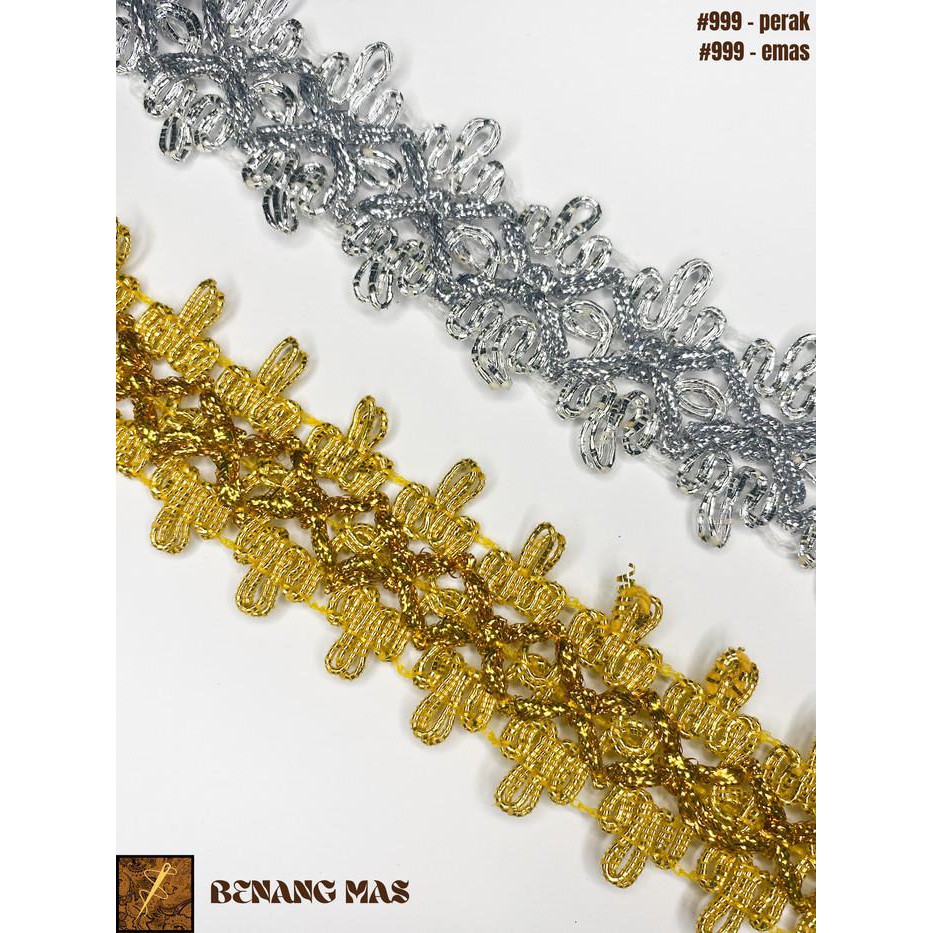 Ready Murah Renda / Renda Emas Bordir India 999 (17 Yard) - Emas
