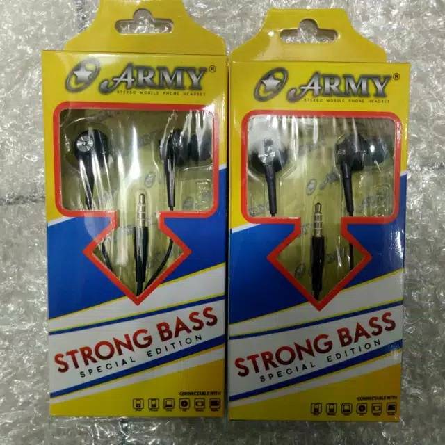 Handsfree Army Strong Bass Earphone Super Bass Original Headset