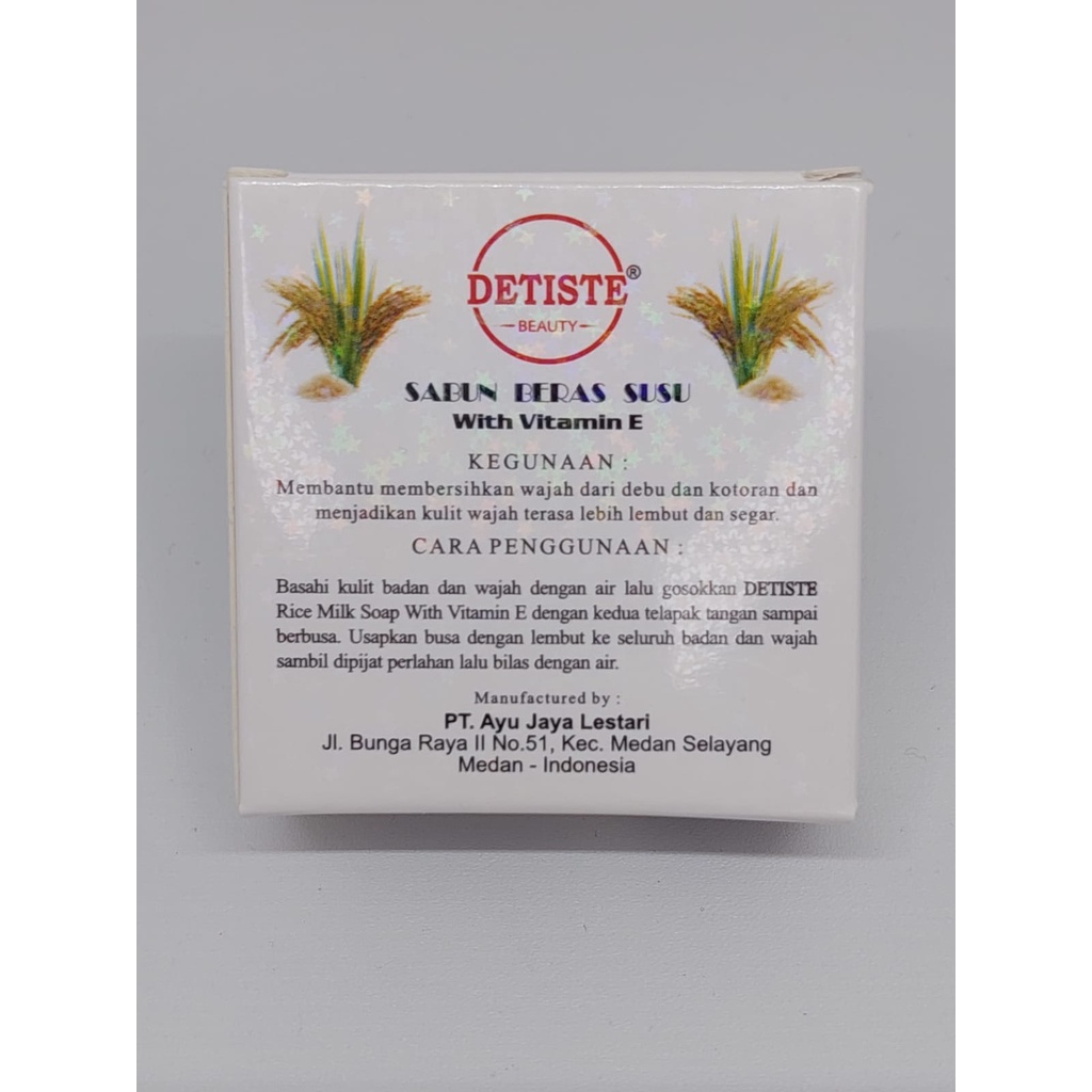 [COD] DETISTE SABUN BERAS SUSU THAILAND WITH VIT E 60GR BPOM Original Medan