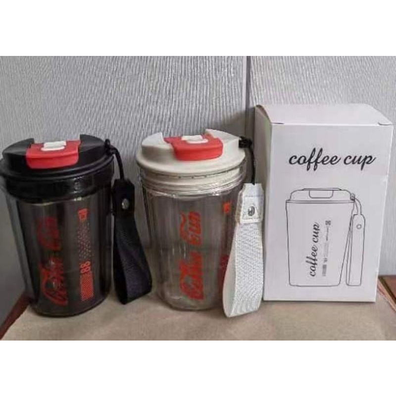 KJ032 KJ033 Coffee Cup Gelas Tumbler Plastik 400ml / Tumbler Kopi Travel/ Botol air minum