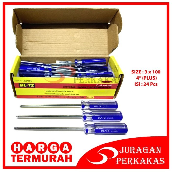 BLITZ OBENG RADIO PLUS 4 INCH ELEKTRONIK JAM SCREWDRIVER - 1 PAK 24 PC