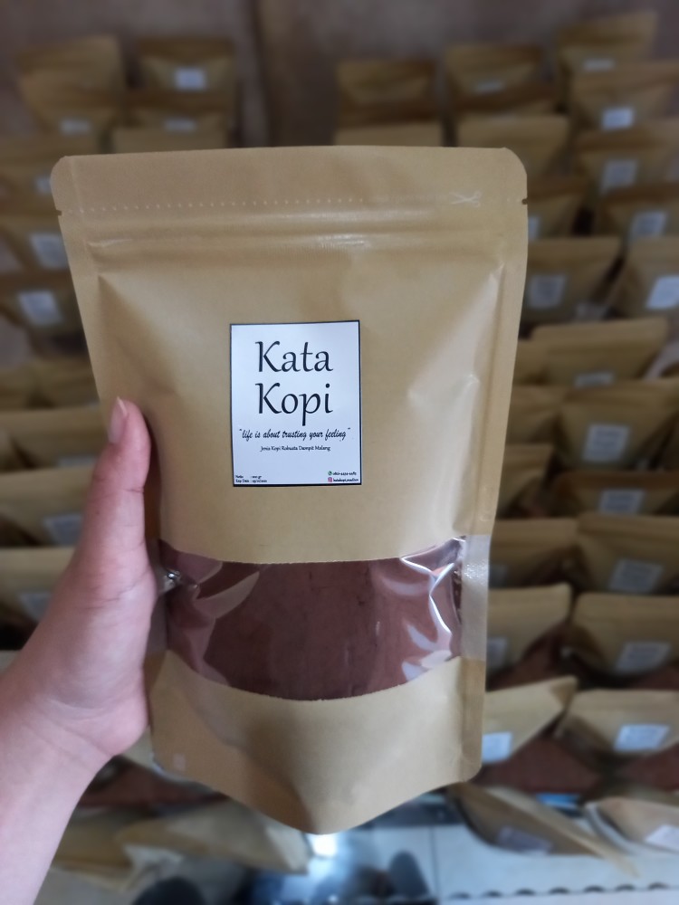 [i00 Pcs] Standing Pouch Window Ecopack 14x23 Kpack/ Kertas Paper/ Craft Kraft/ Kemasan Kopi