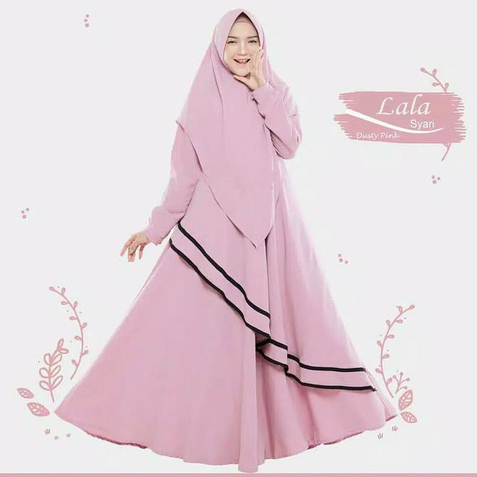 Baju Gamis Wanita Syari Remaja Terbaru 2020 Set Hijab Lebaran Murah - Abu-Abu, L