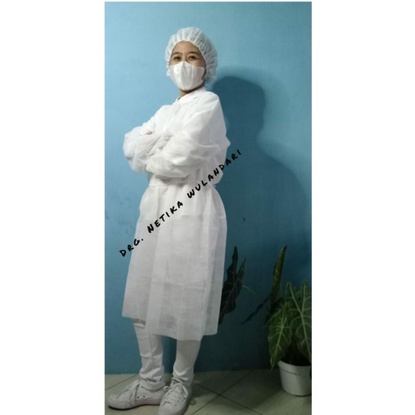 APD murah/gown disposable 35gsm+nurse cap(1set)