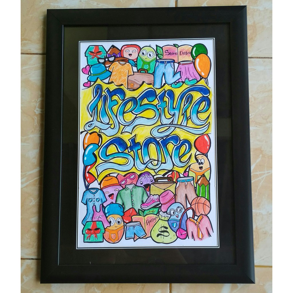 Jual dekorasi dinding doodle art by request dan foto Indonesia