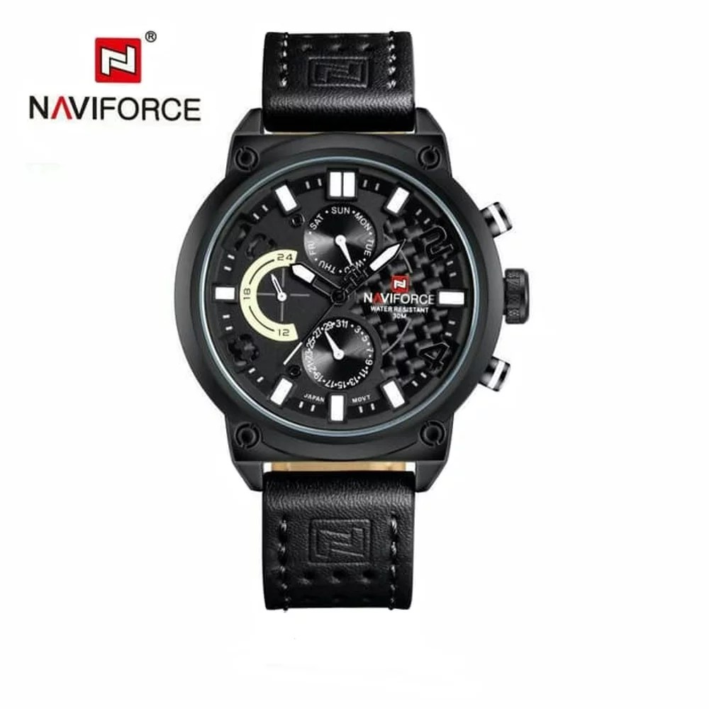 Jam Tangan NAVIFORCE 9068 NF9068M NF-9068 NF 9068 Hitam List Putih