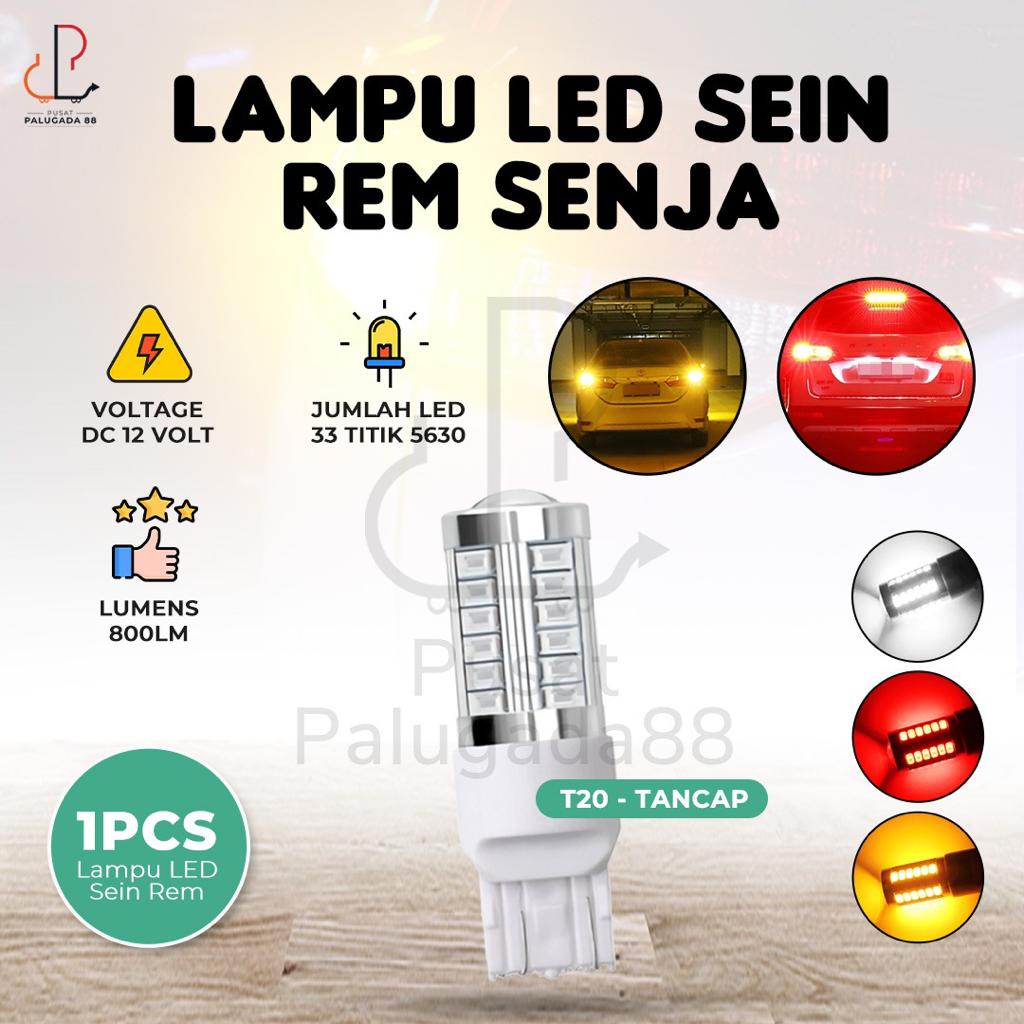 Lampu LED T20 7440 33 Mata Mobil Rem Sein Lensa Projektor SUPER BRIGHT Rem Senja Titik SMD 12v 24v Tancap  W21W 7440 Mundur Sign Motor DC 12V